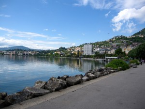 A vista of the quaint little city of Montreux, Switzerland. 